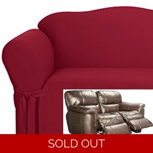 Dual Reclining LOVESEAT Slipcover Cotton Burgundy Sure Fit 2-Seater